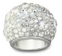 White chic ring swarovski plated srebrny pierscien duzy pierscionek