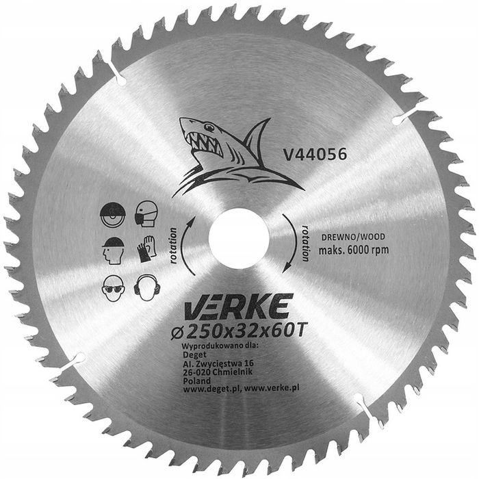 Tarcza Piła Widiowa Tarczowa Do Cięcia Drewna Drzewa 250mm X 32mm 60t