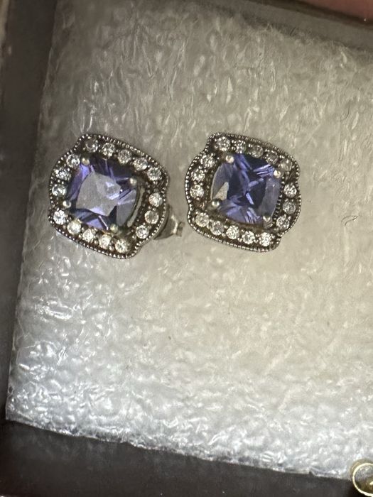 Сережки аметист срібло