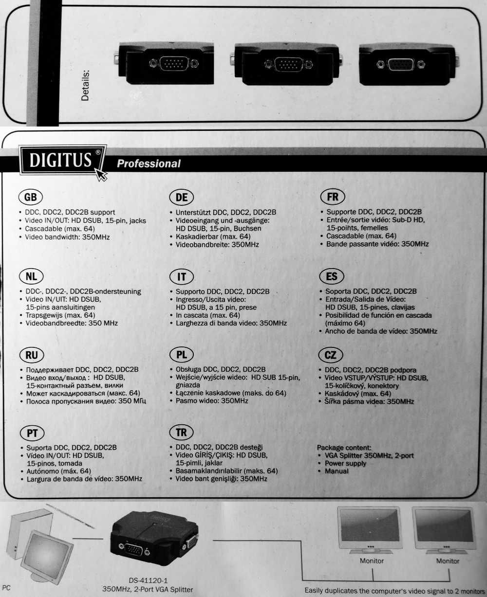 Nowy Splitter VGA Digitus DS-41120 2-portowy