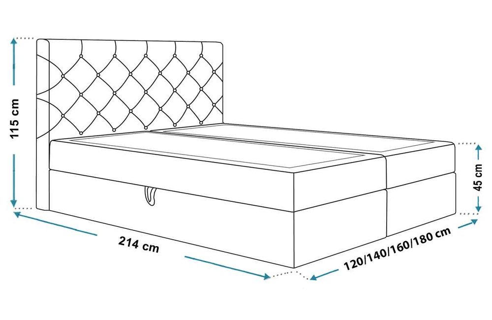 Łóżko kontynentalne BOX VII 160 × 200 duży wybór tkanin