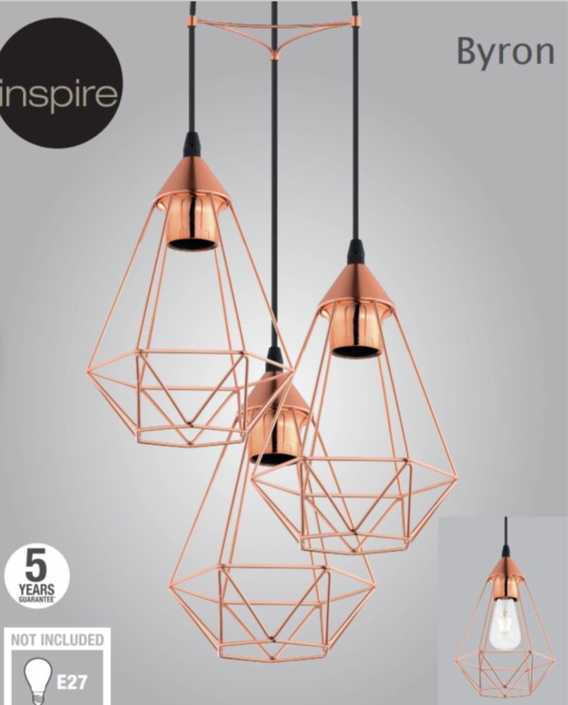 Candeeiro de teto suspenso INSPIRE BYRON D35CM COBRE