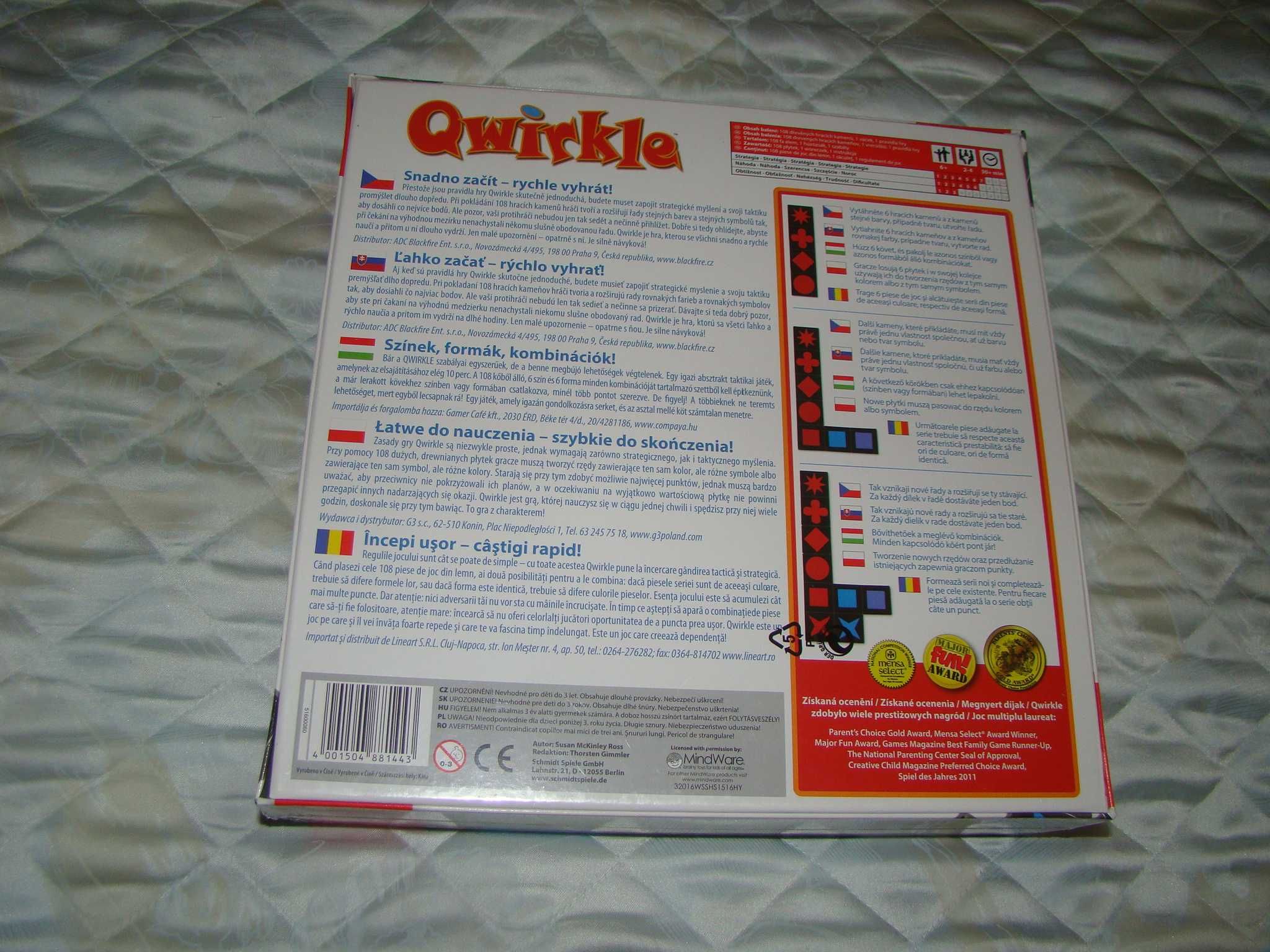 Trójpak: Qwirkle + dodatek + Axio gra planszowa (nowa) (folia)