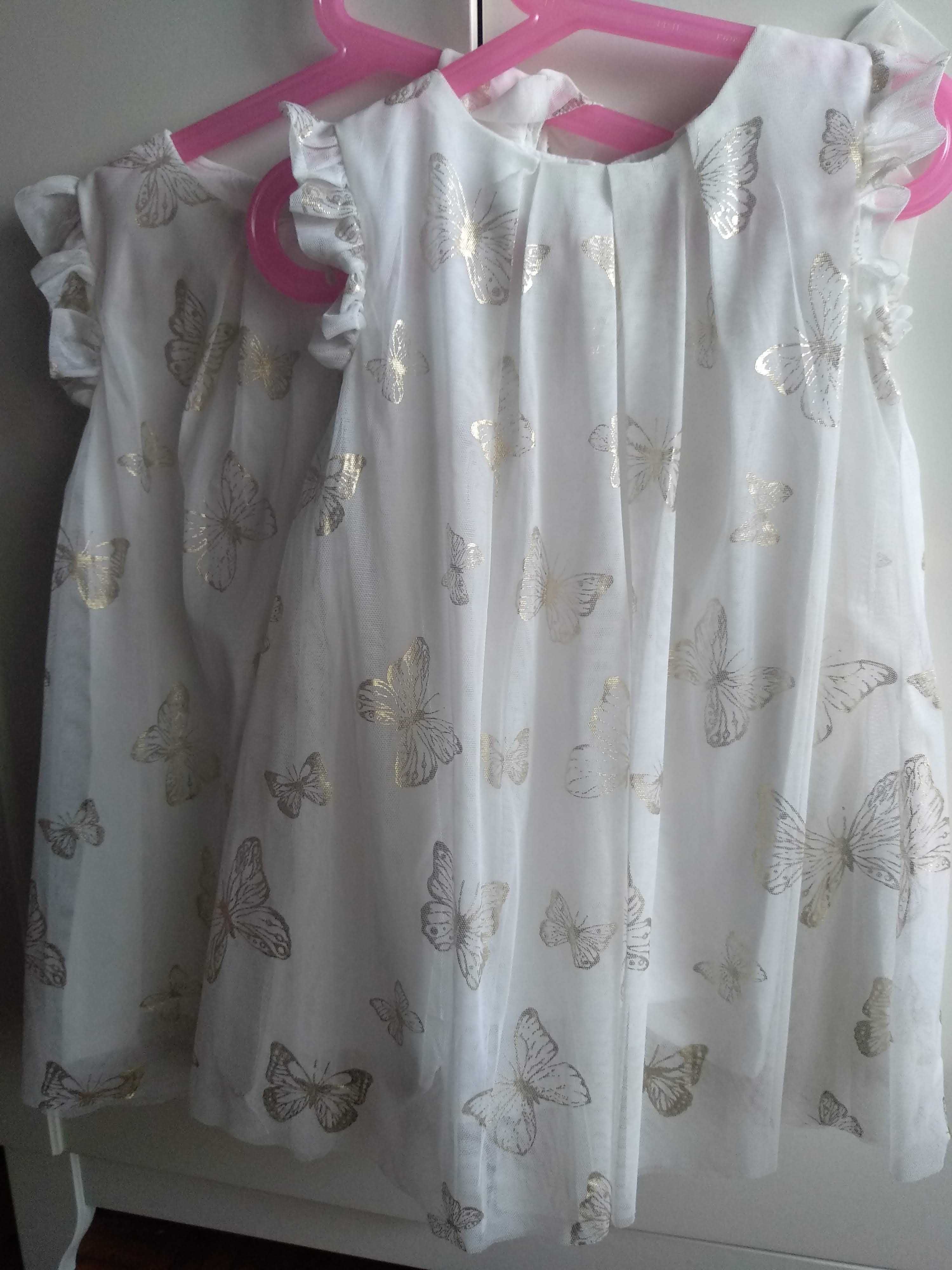 Vestidos gêmeas branco com borboletas 2-3 anos - Zippy