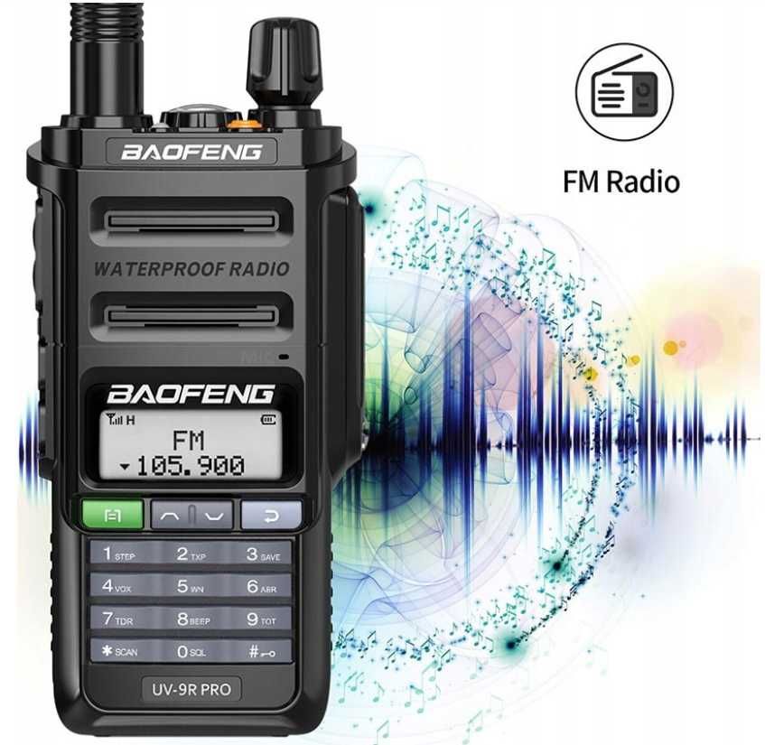 Radiotelefon Baofeng uv-9r pro 2800mAh radio FM
