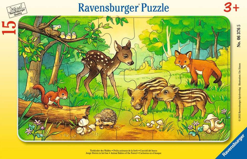 Puzzle ramkowe 15 elementów. Zwierzęta z lasu. Ravensburger