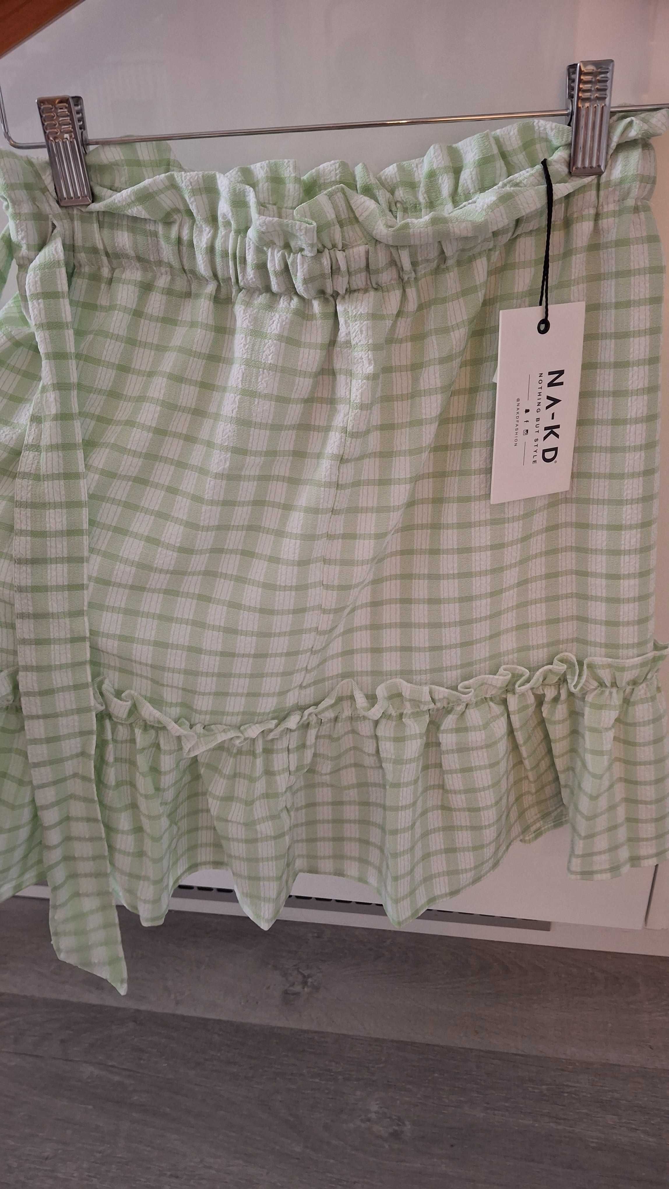 NA-KD nowa spódniczka krata pistacjowa lato lolita xs 34 90 s vibe min