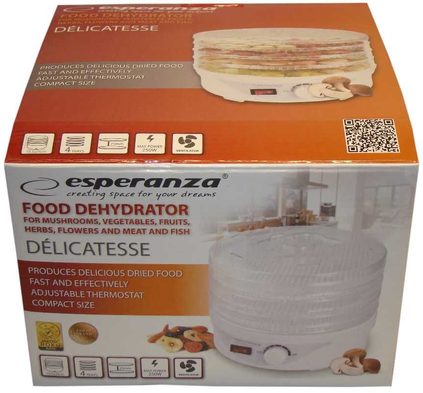 Suszarka Esperanza DÉLICATESSE 250W grzyby zioła owoce warzywa ryby