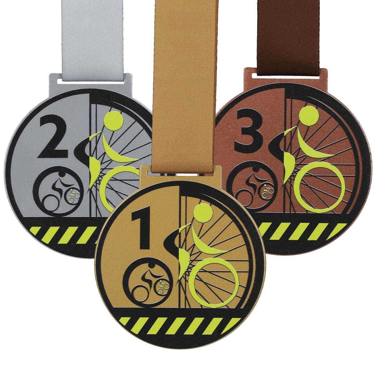 Medale dla rowerzysty z drukiem UV za 1, 2 i 3 miejsce