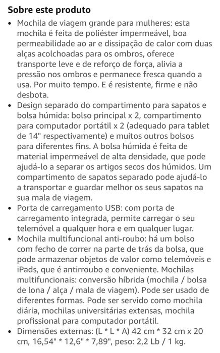 Mala - mochila de viagem compacta