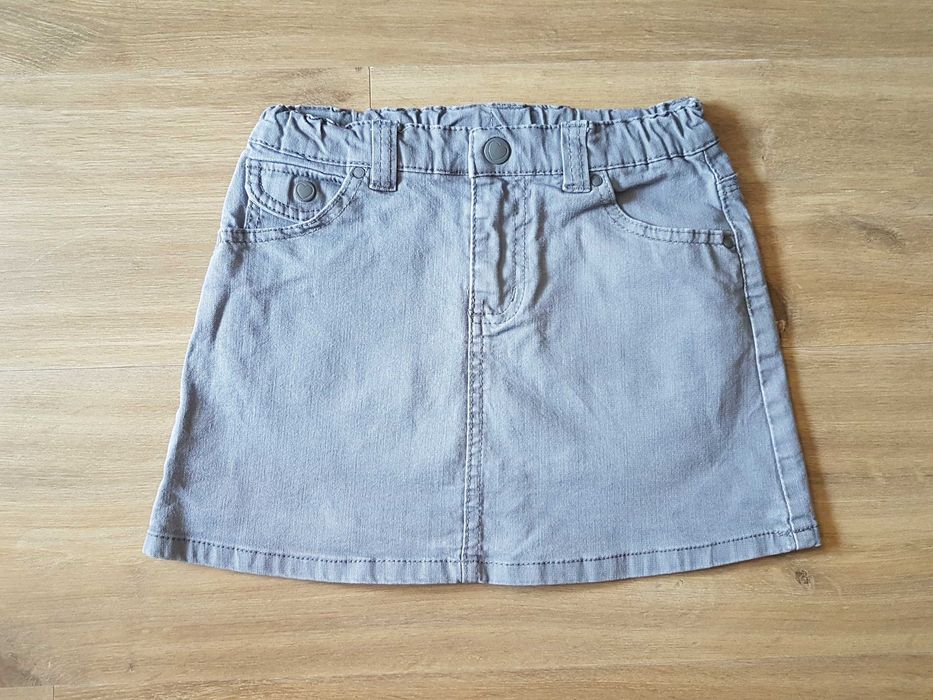 H&M szara jeansowa bawełniana spódniczka mini r. 128 regulacja w pasie