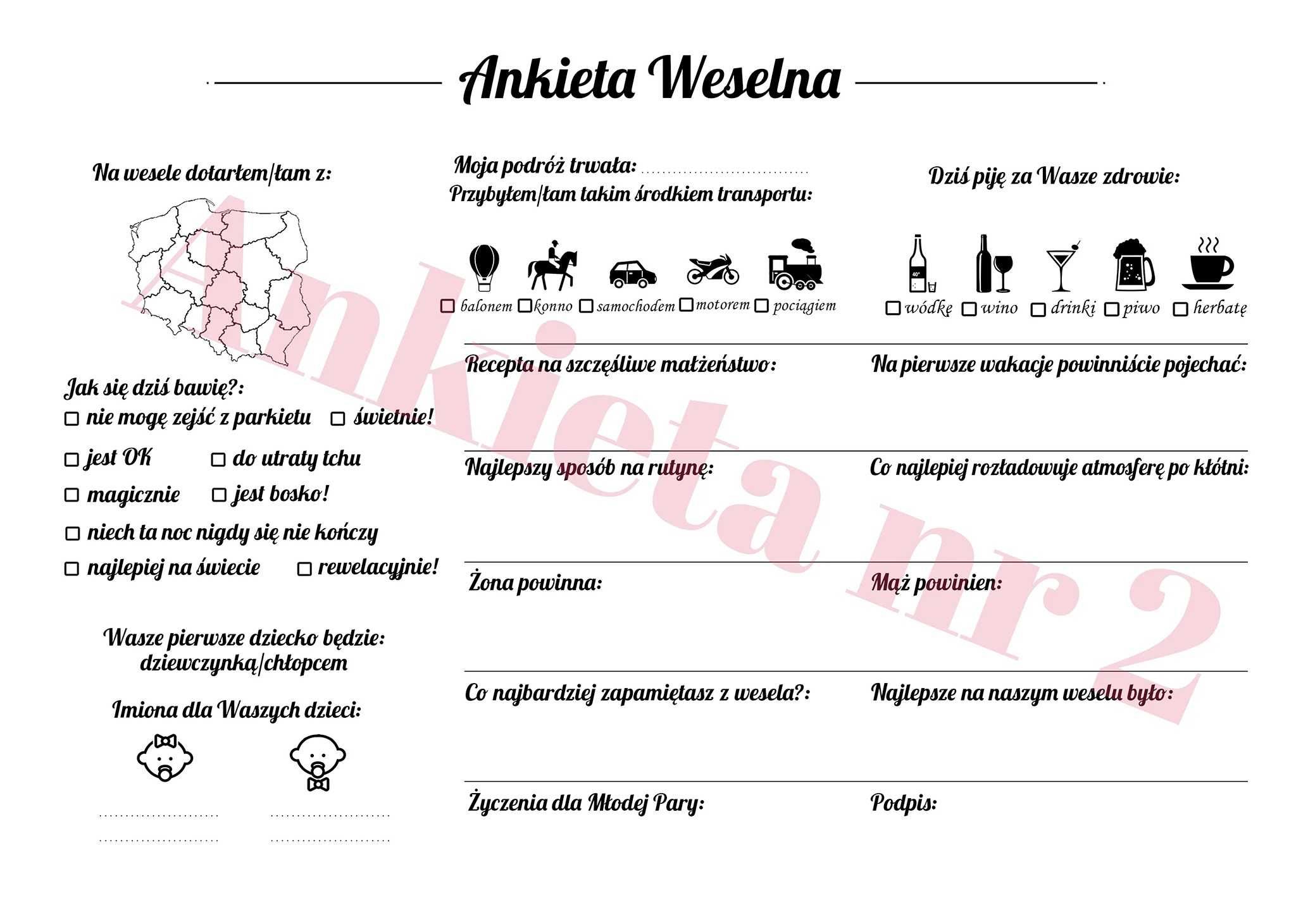 Srebrna Księga Gości Rose Frame 50 kart ankiety