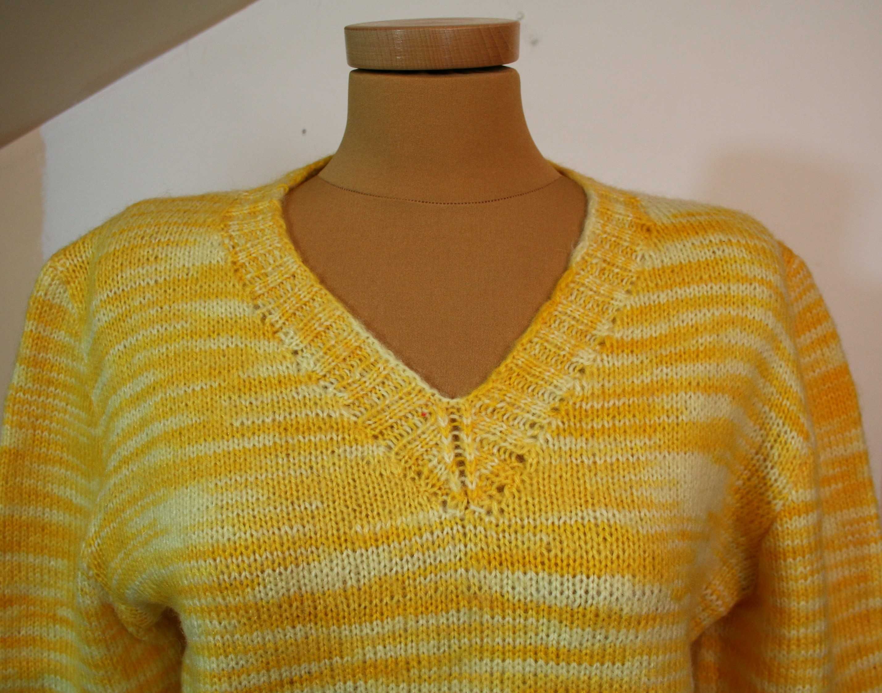 Sweter Wełniany Żółty Sweter Rozmiar: M