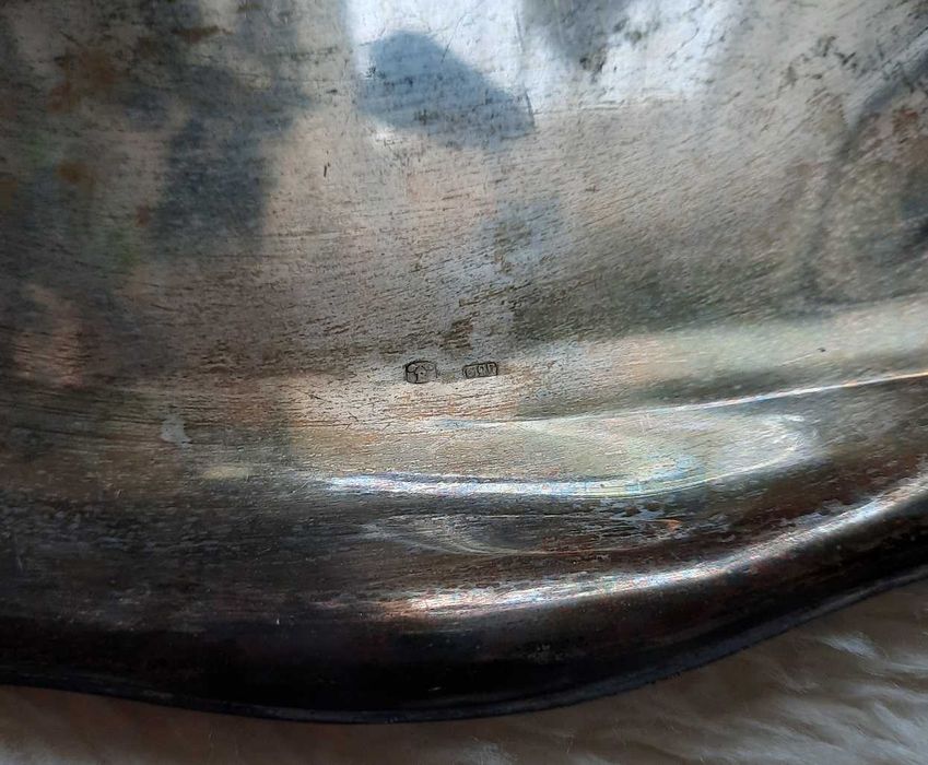 35 cm Stara posrebrzana duża srebrna platerowana srebrem plater