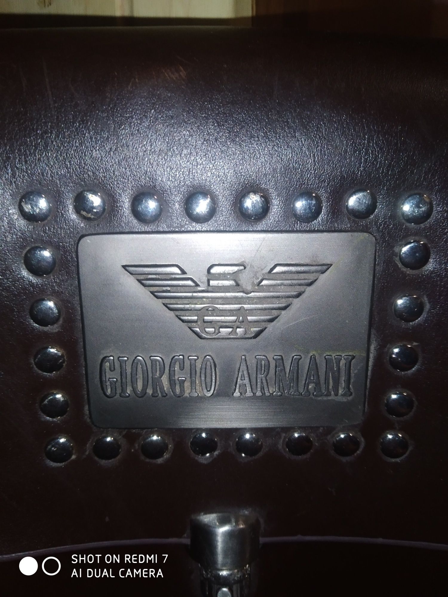 Кожаная сумка коричневая Giorgio Armani под телефон унисекс клатч