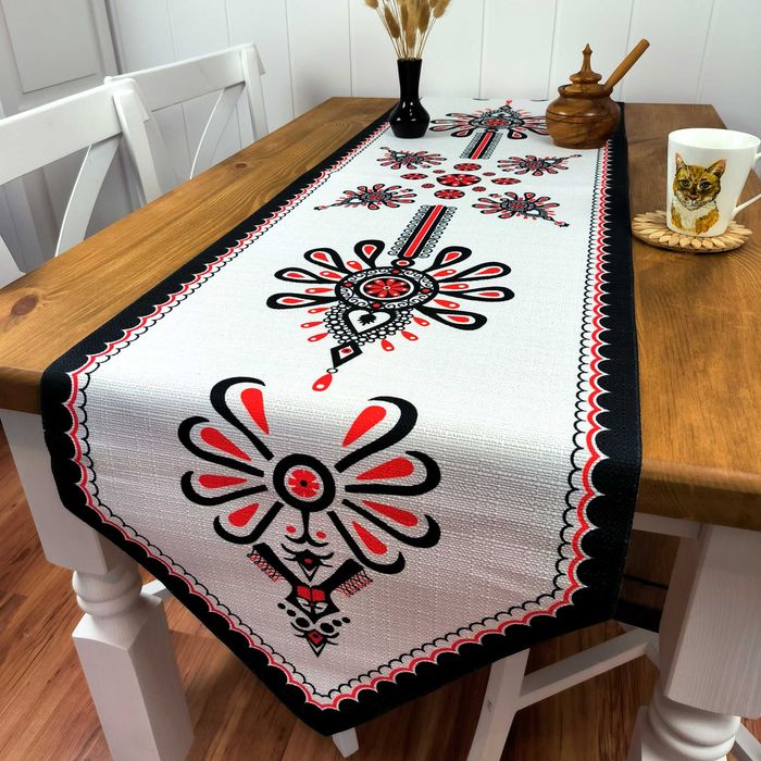 Folkowy Bieżnik na Stół 190x47 cm – Polski Produkt, Laserowy Nadruk
