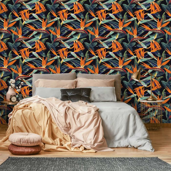 KUP 3 ZAPŁAĆ MNIEJ Tapeta Liście Ciemne Kwiaty Glamour 3D Na Ścianę