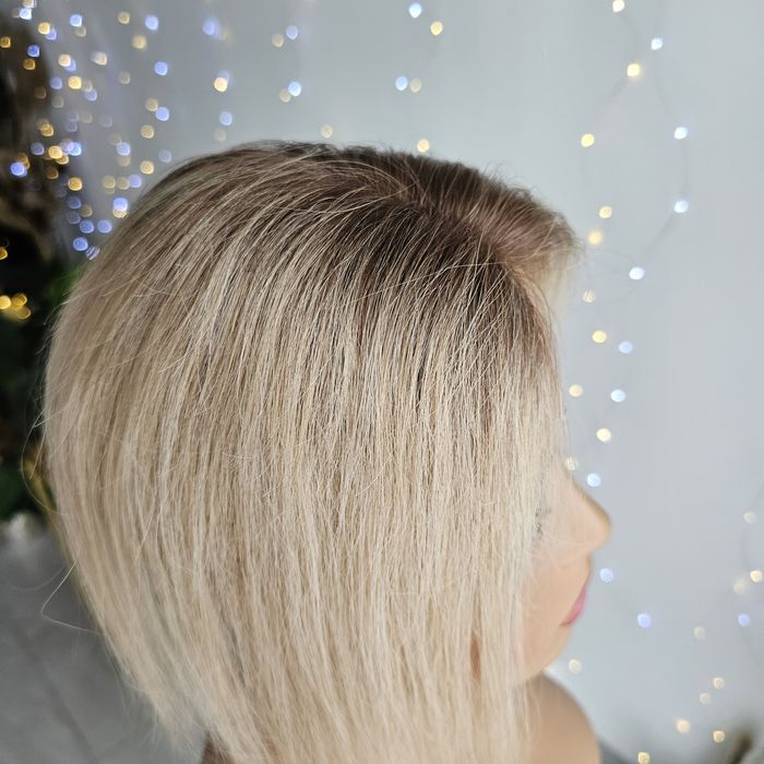 Ultralekki tupet topper z włosów naturalnych Basia blond z odrostem 30
