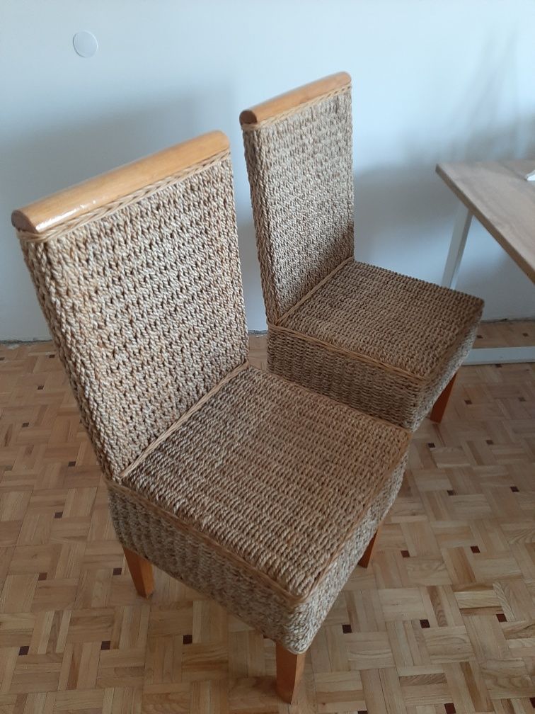 4 krzesła - wiklina plecionka