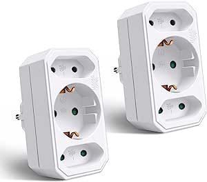 płaski adapter na 3 wtyczki 3500w 16a biały 2szt.