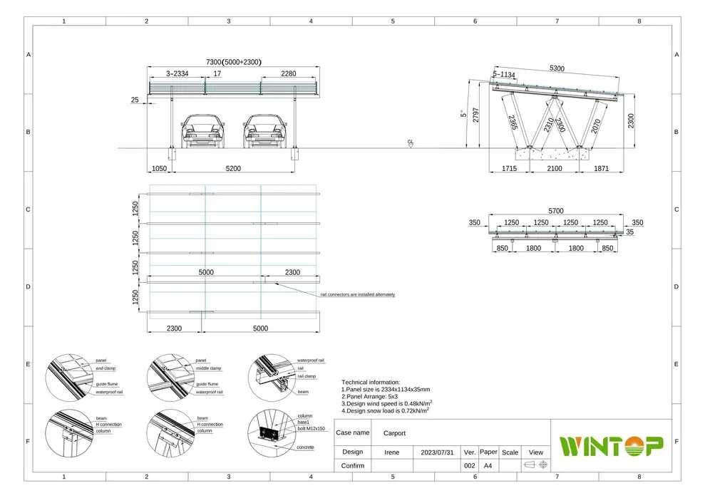 Carport Wiata Fotowoltaiczna 2 auta 15 modułów Cała Polska (BRUTTO)