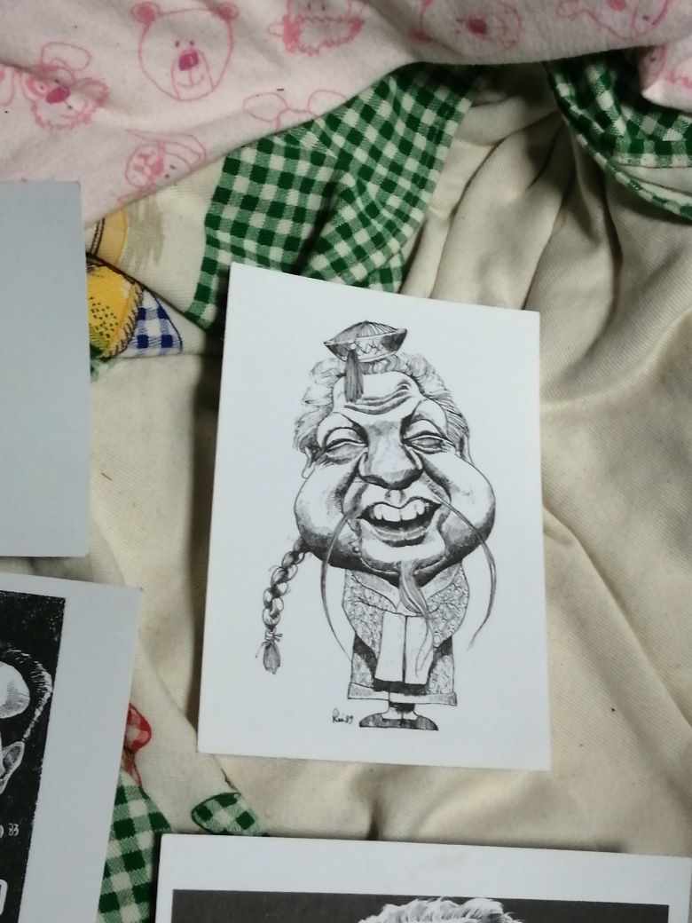 Caricaturas a Preto e Branco de Mário Soares em postais