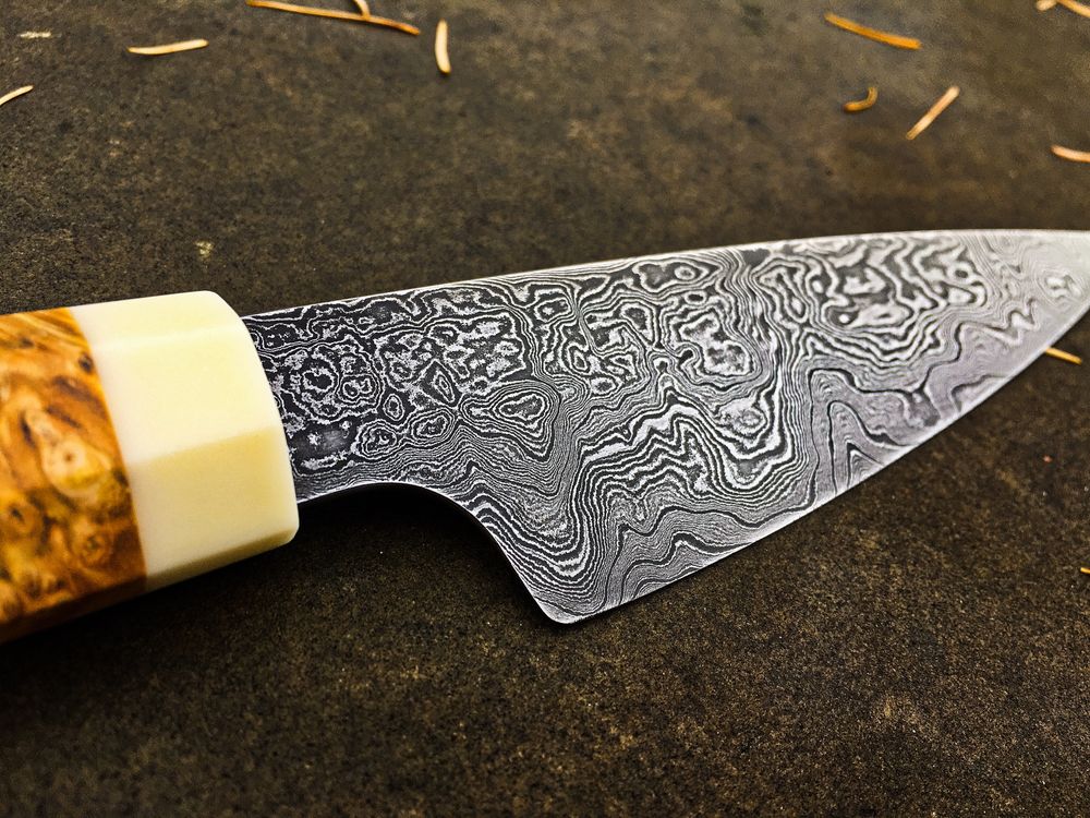 Nóż kuchenny damast custom handmade petty SKUD blades