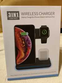 Бездротова зарядка стенд smart 3in1 fast 15w (phone+apple watch+airpod