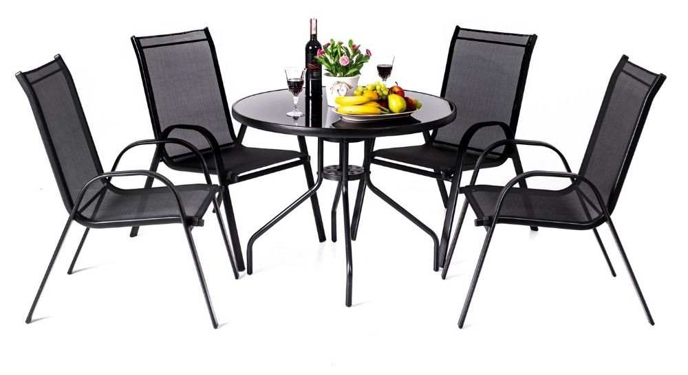 Zestaw mebli tarasowych stół szklany + 4 krzesła