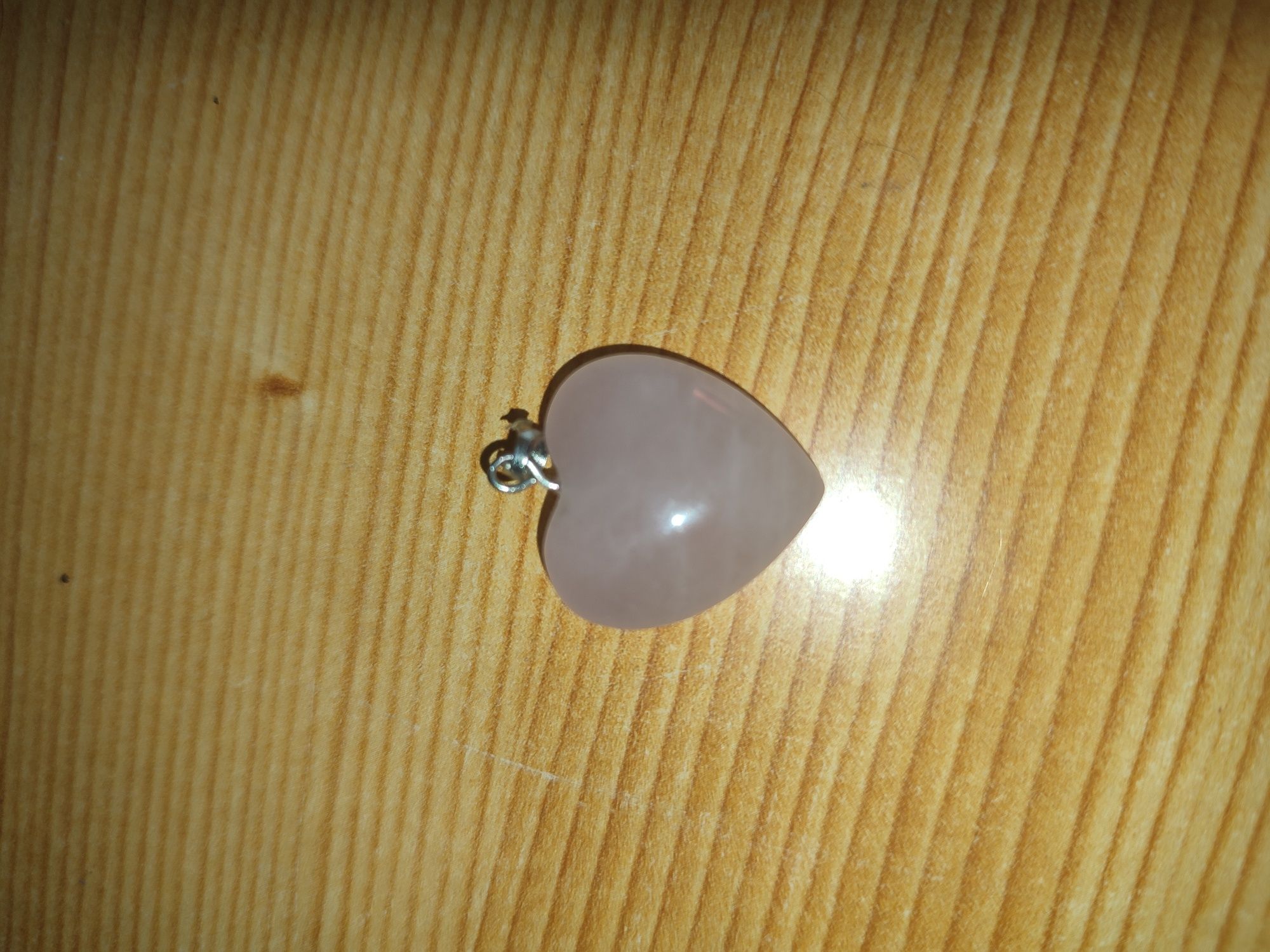Colar coração quartzo rosa
