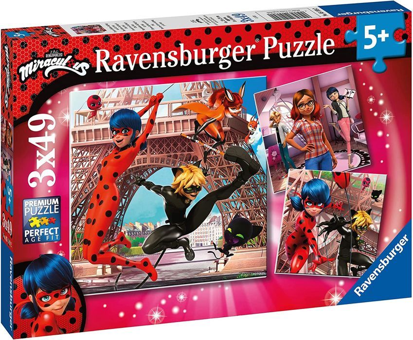 Miraculum Puzzle 3 x 49 el. Biedronka i Czarny Kot idealne na prezent