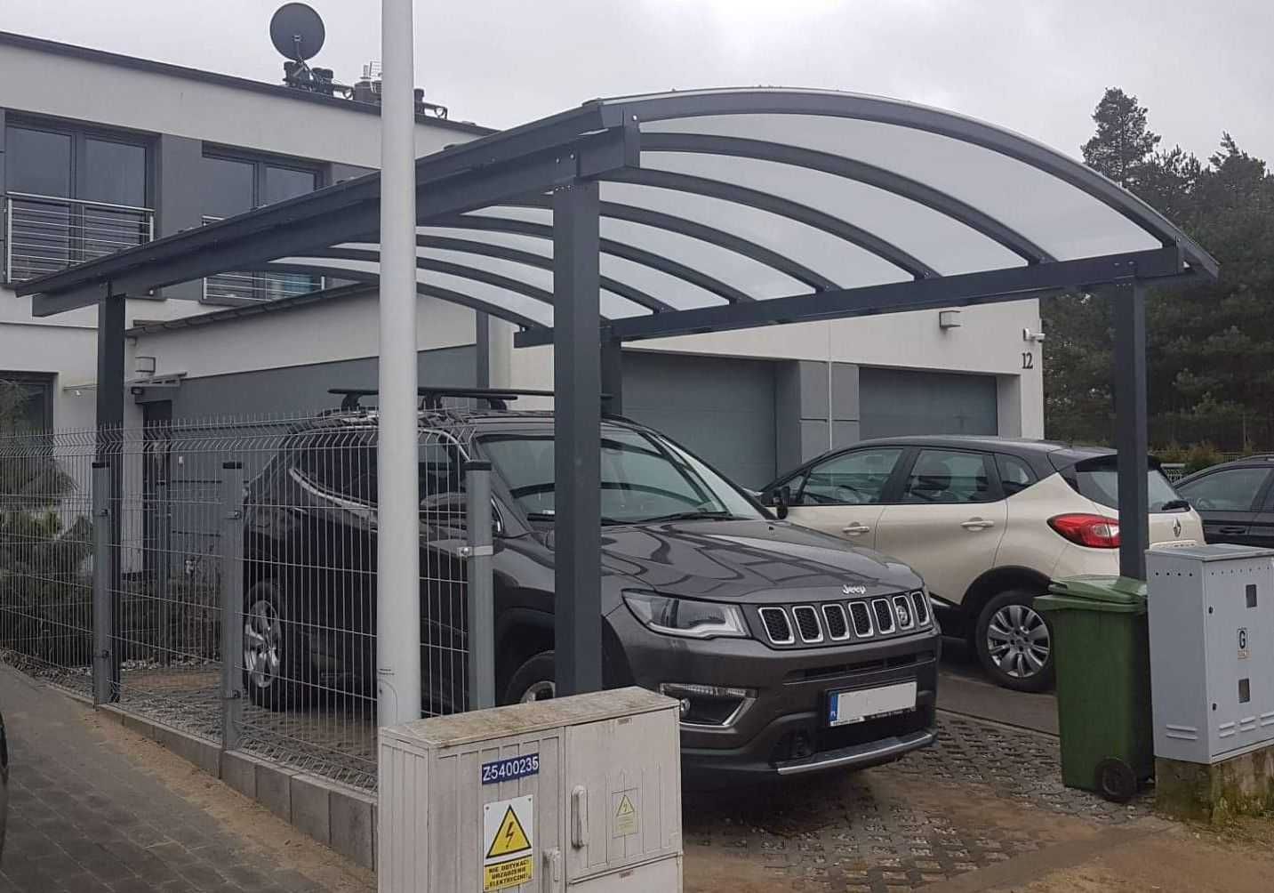 Wiata samochodowa na 1 samochód Aluminium poliwęglan antracyt