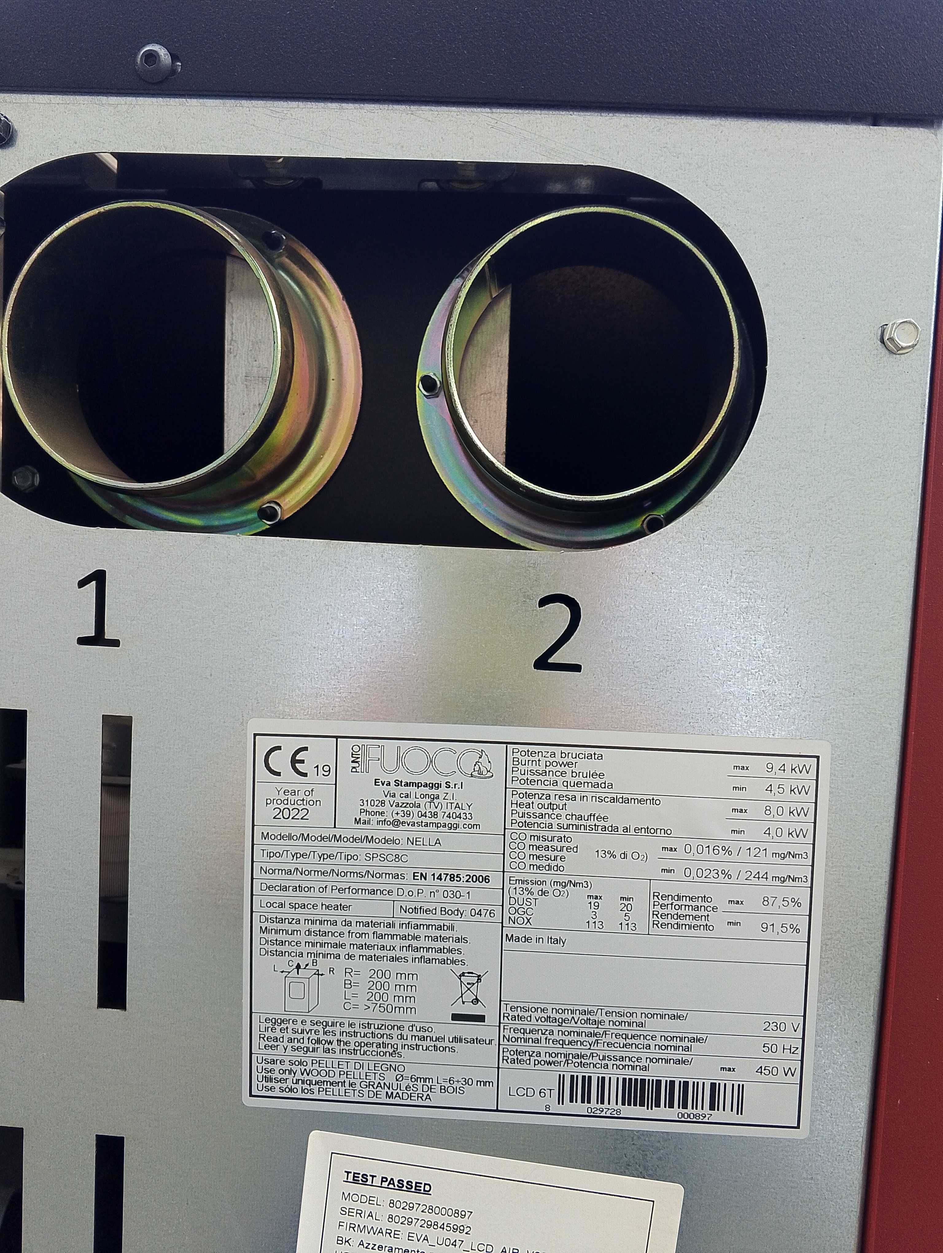 Piec-kominek na pellet Nella new 9kw 3 nadmuchy