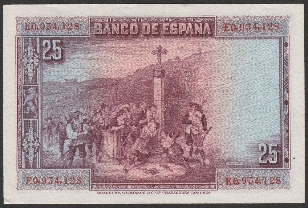 Hiszpania 25 peset 1928 - E0,934 - stan bankowy - UNC -