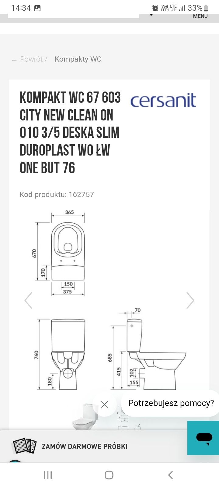 Nowy wc kompakt City z deską wolnoopadająca Cersanit