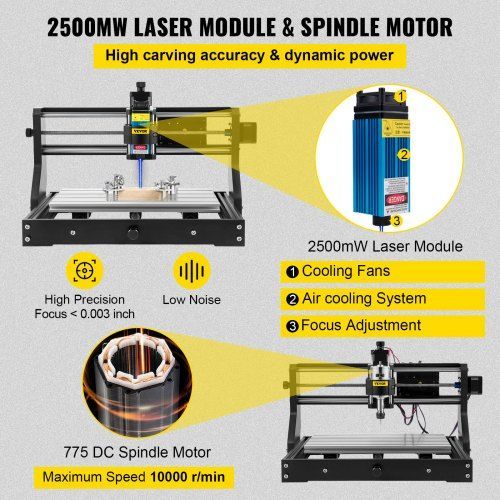 Máquina de Gravação CNC 3018 Pro com Laser de 2500mW
