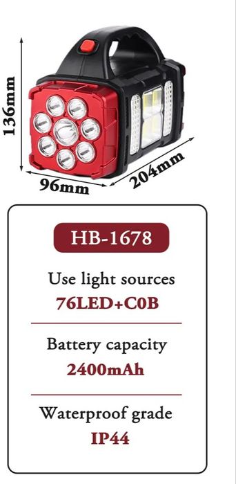 Фонарь прожектор 37 w на аккумуляторе USB