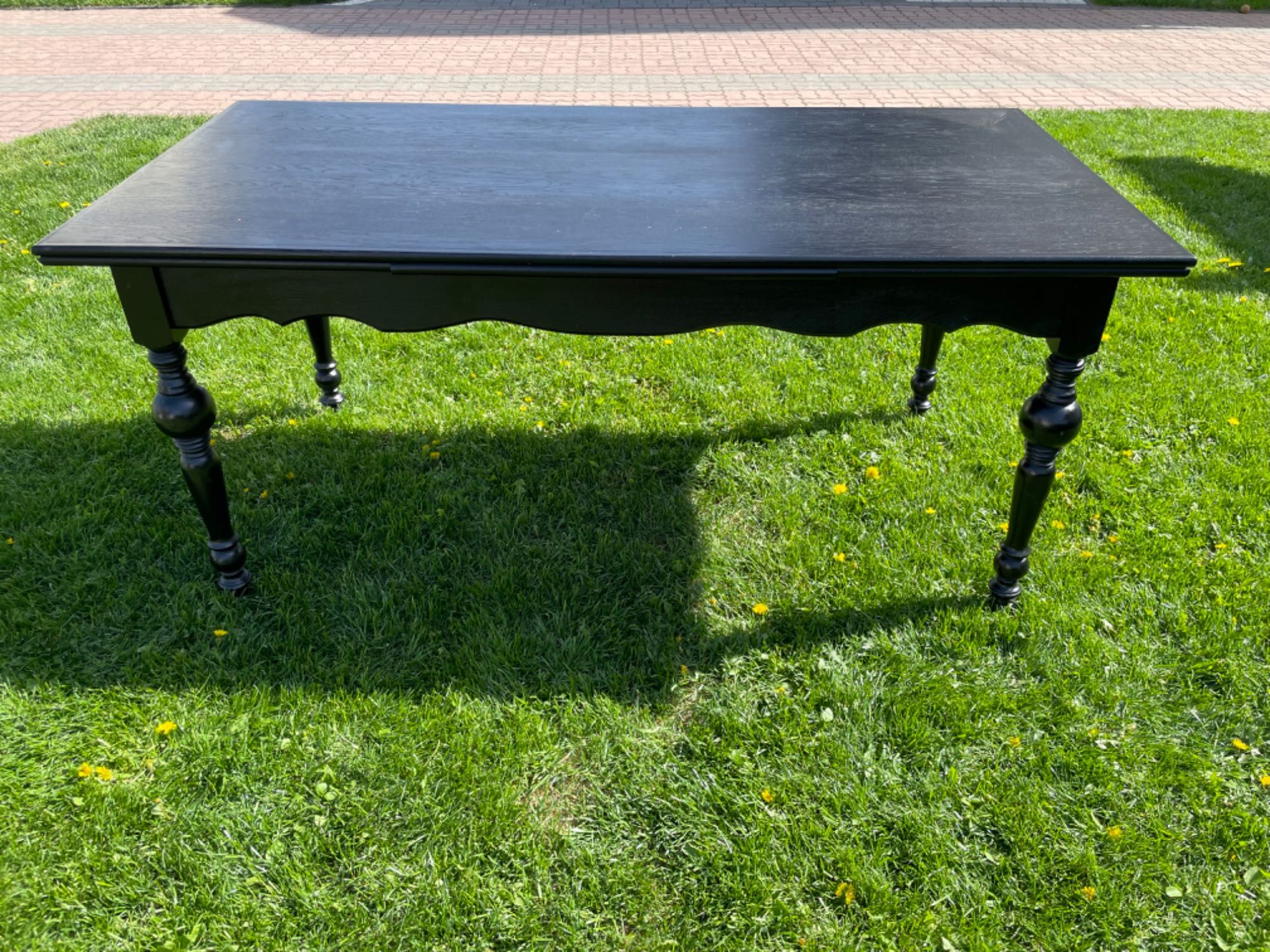 Stół drewniany czarny  rozkładany nogi toczone 180 cm / 290 cm