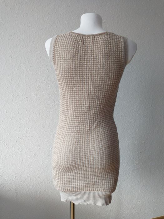 Włoska Mini obcisła sukienka dziergane ze złoceniem M