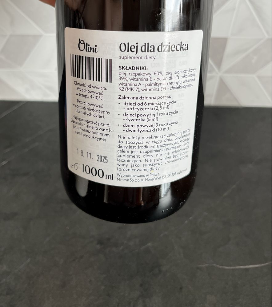 Olej dla dzieci Olini 1 litr