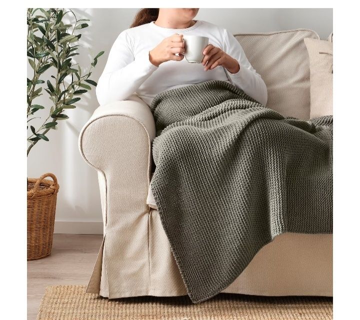 Плед Ikea ingabritta, серозеленый 130/170 см