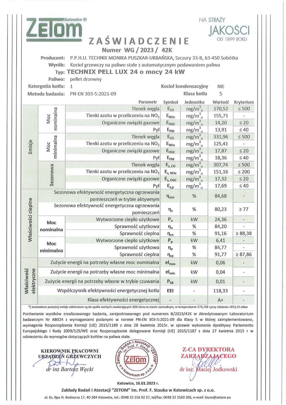 Kotły Kocioł C.O. PELLETOWY Piec TECHNIX Pell lux 24KW