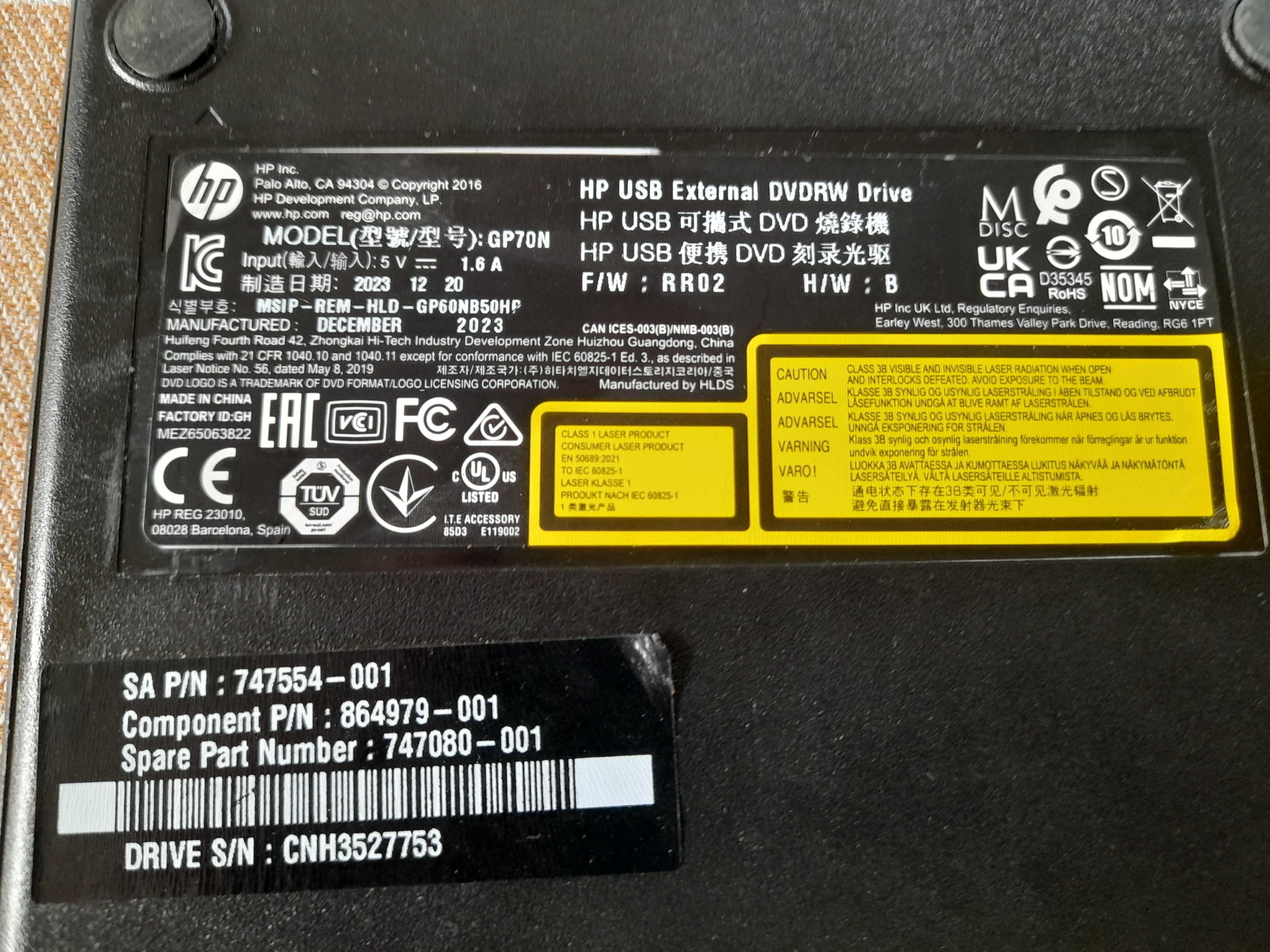 Nagrywarka DVD zewnętrzna HP GP70N