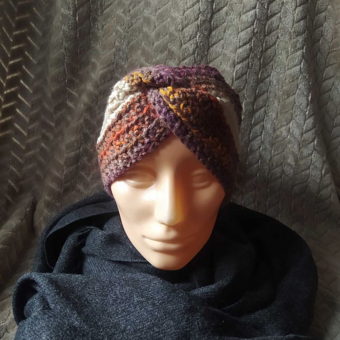 Szydełkowa Opaska Twist Batik Przeplatana Handmade