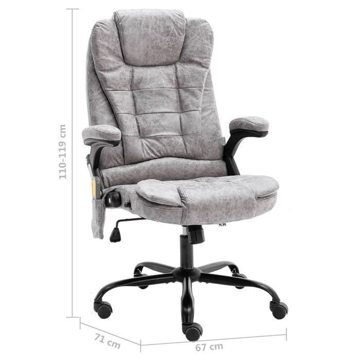 Ergonomiczne Krzesło Biurowe z Funkcją Masażu i Ogrzewania, Szare