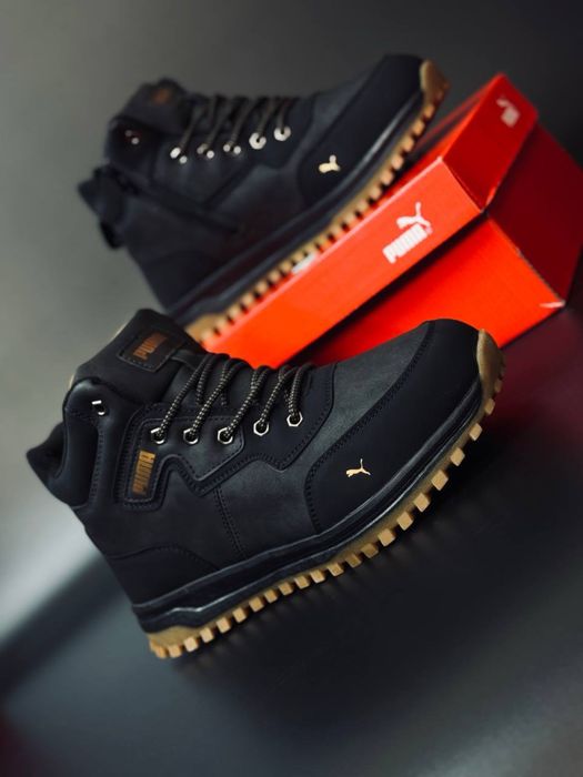 Чоловічі зимові черевики чорні на хутрі/натуральна шкіра +3 -31