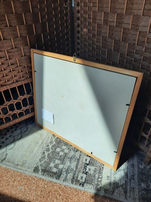 Obraz pastela pejzaż leśna droga las pole łąka w ramie drewnianej vint