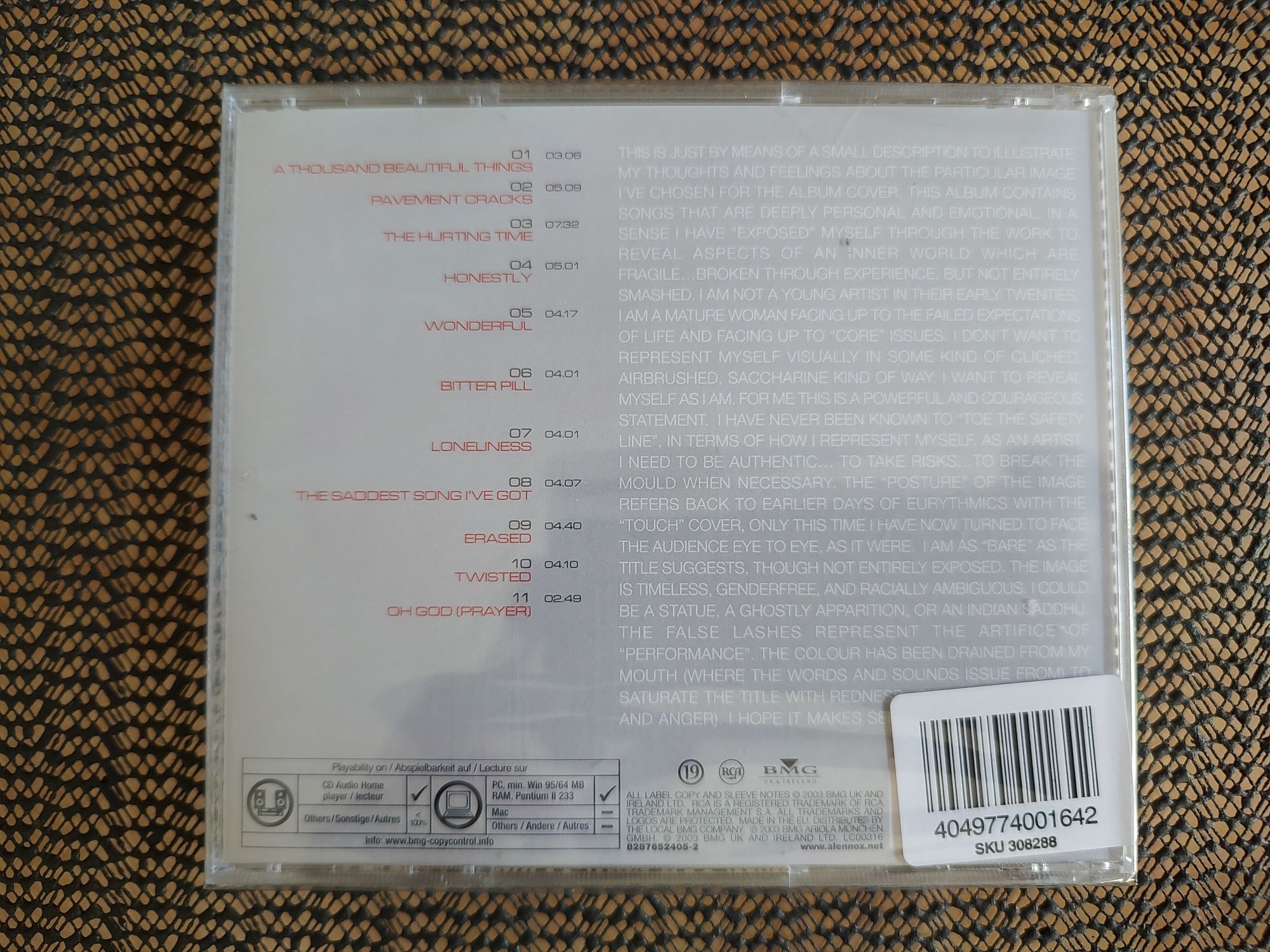 Album CD Annie Lennox - Bare 2003 NOWY 1 Wydanie Okazja!