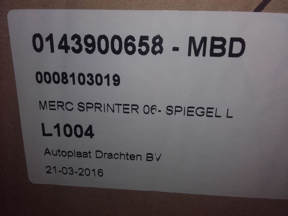 Lusterko lewe Mercedes Sprinter 06- ORG OE Nowe
