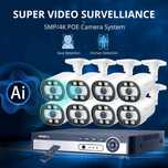 Kit Vídeo Vigilância 8 câmaras POE * 8MP/4K * APP * Deteção Movimento